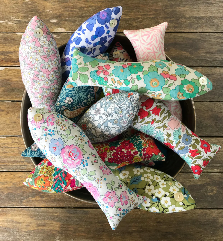 Box of 2 Lavender Fish Sachets Made with Liberty Fabric