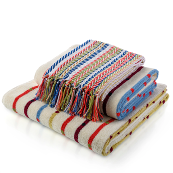 Blue Coral Pestemal in Chevron or Zig Zag Pattern