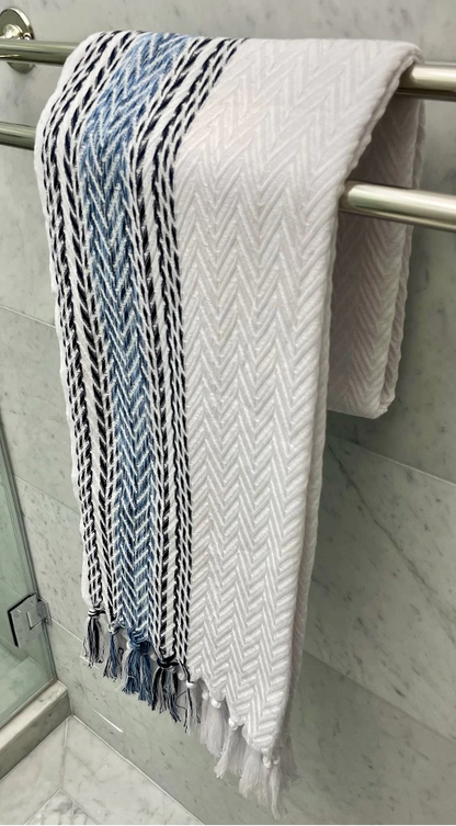 Chevron White Blue Pestemal